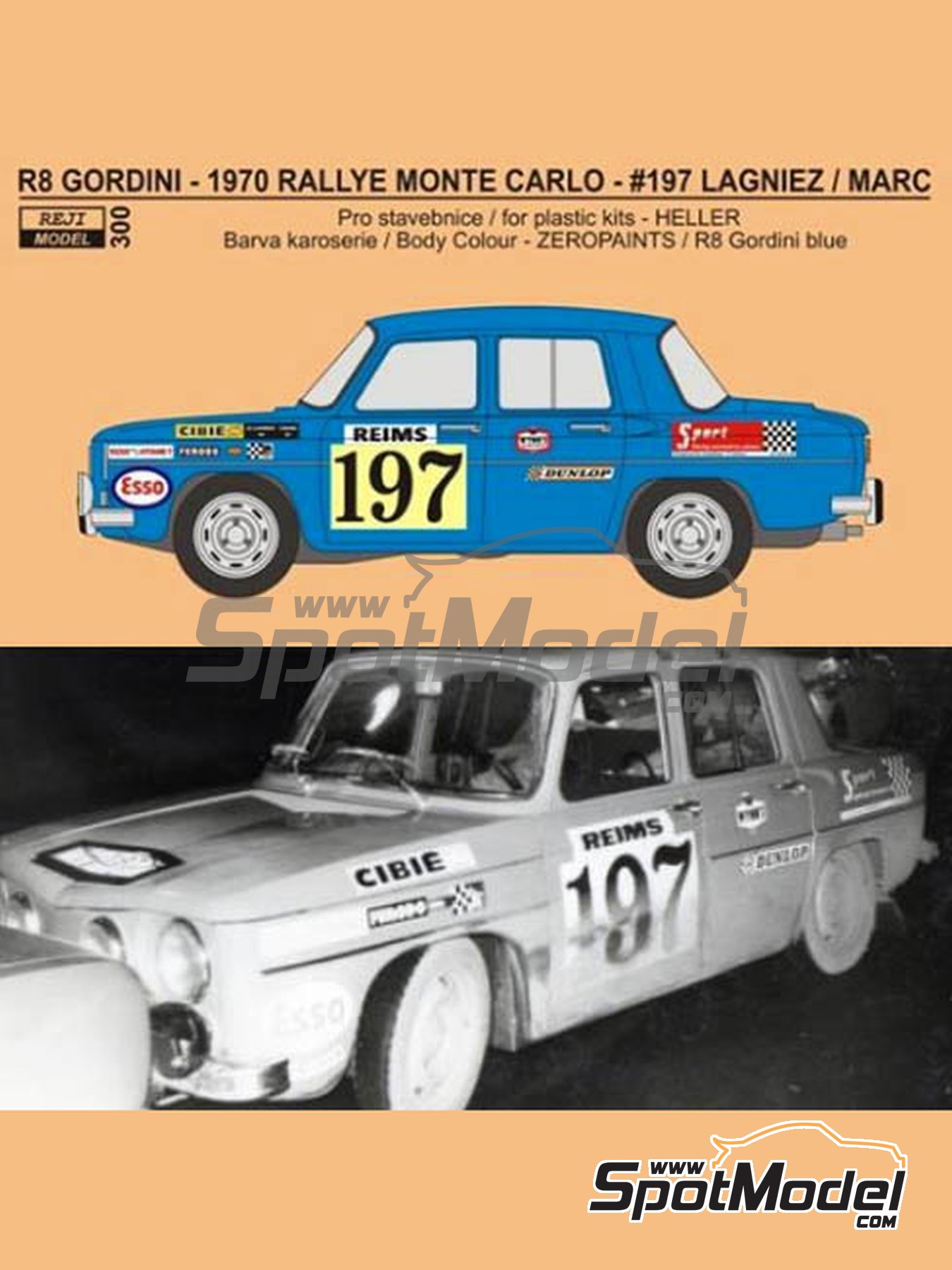 Reji Model 300: Marking / livery 1/24 scale - Renault R8 Gordini